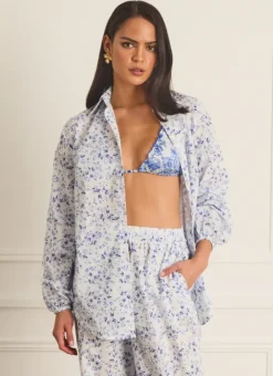 Women Aqua Blu Odilia Beach Shirt