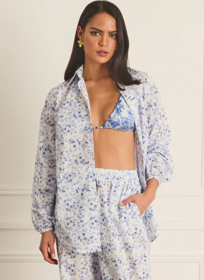 Women Aqua Blu Odilia Beach Shirt